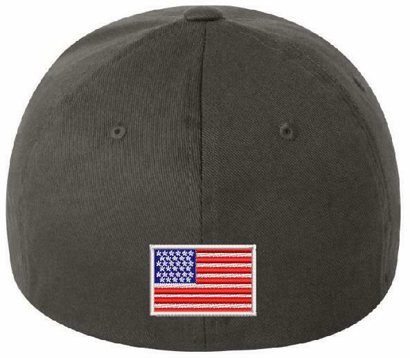 Black Punisher Skull Military Navy Seal Flex Fit/ Adjustable hat with BACK FLAG