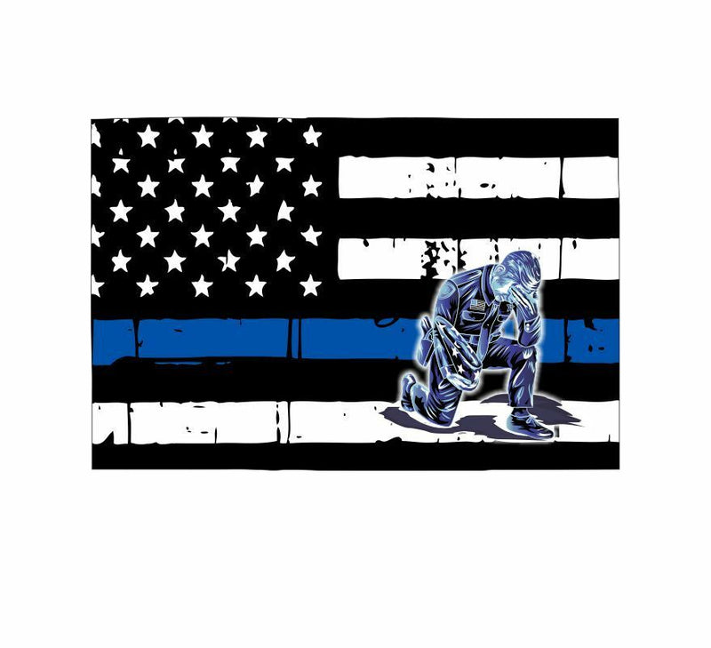 Thin Blue line decal - State of Colorado Kneeling Officer Decal - Various Sizes