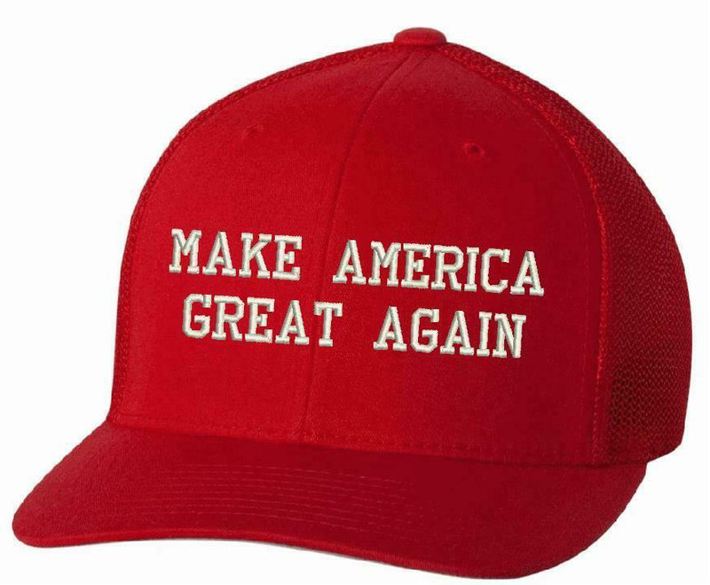 Make America Great Again Flex Fit Red 6511 Mesh Back Donald Trump Hat - MAGA
