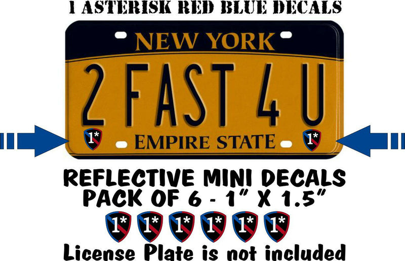 Thin Blue Line decals - Mini Pack.  6 -1" X 1.2" 1* (Asterisk) BLUE LINE Decals