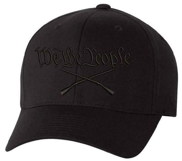 We The People Cross Guns Flex Fit 6277 Embroidered Low Profile Hat BACK DESIGN
