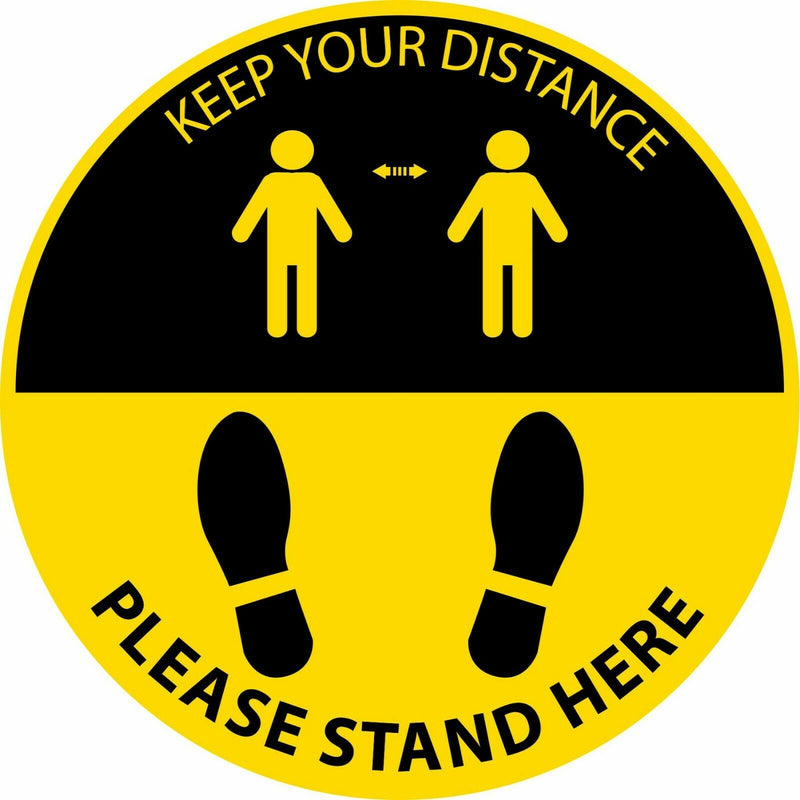 Keep your distance please stand here Social Distancing Window/Floor Decal