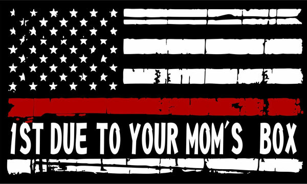 Firefighter Decal - Thin Red Line Your Mom's Box Reflective Window/Helmet Decal