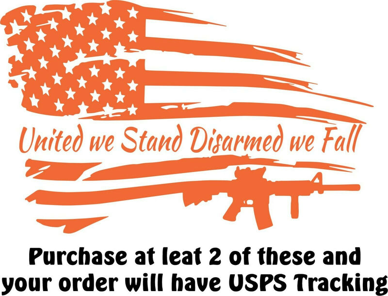 United we stand DISARMED we fall Die Cut Window Decal - Various Sizes & Colors