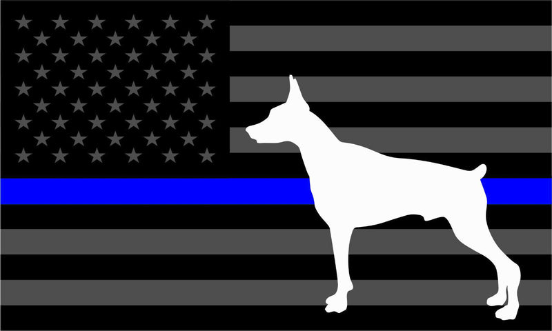 Thin Blue Line Doberman Tactical Police Law Enforcement Reflective Window Decal
