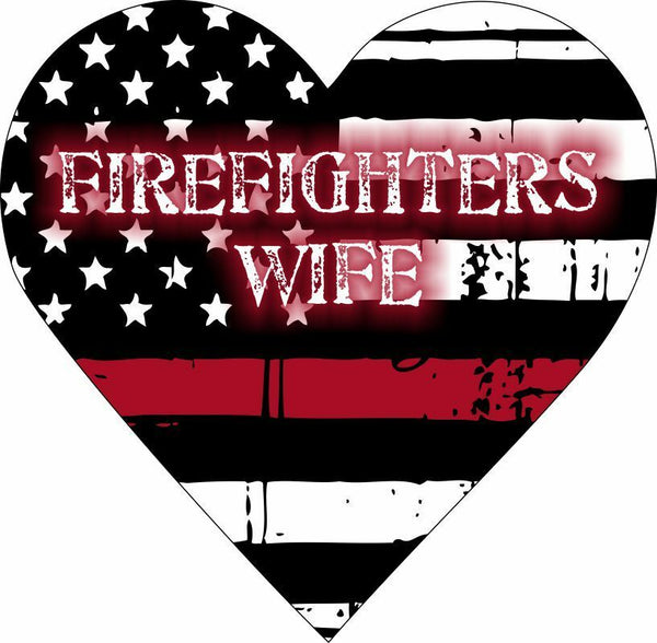 Firefighter's Wife Heart Exterior Window Decal - Various Sizes