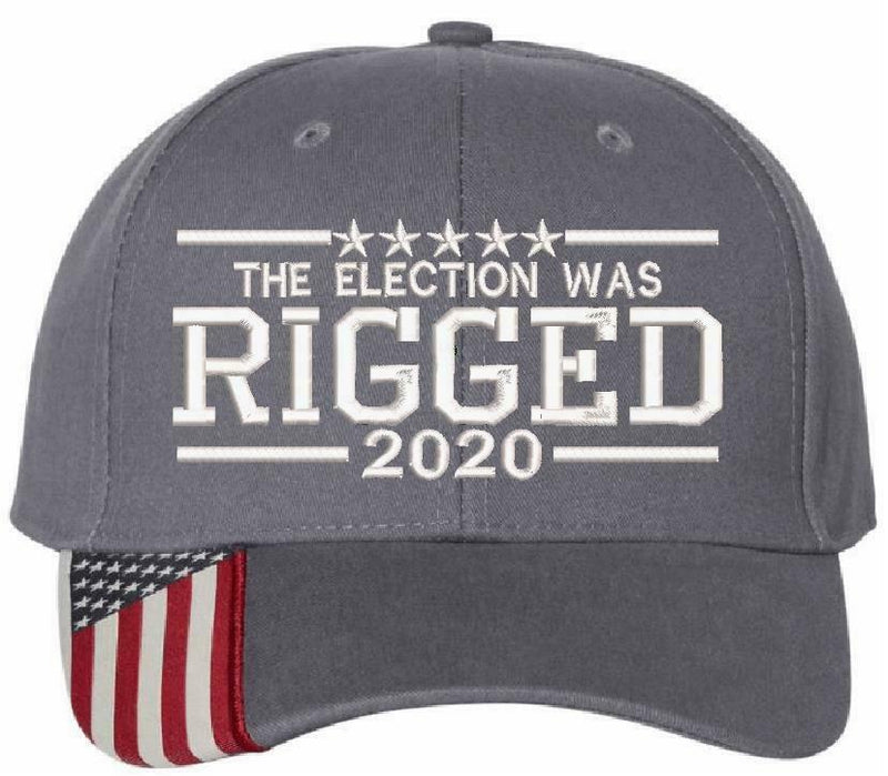 2020 Election was Rigged Embroidered Hat Trump USA300 Outdoor Cap w/Flag Brim