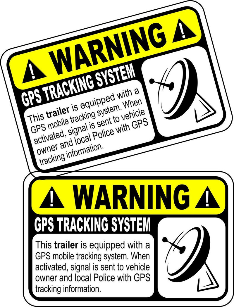 GPS Anti Theft TRAILER Security System Warning Alarm Sticker Track Decal X 2