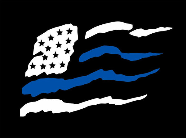 Thin blue line decal - Die Cut USA Flag Blue line window Decal - Various Sizes