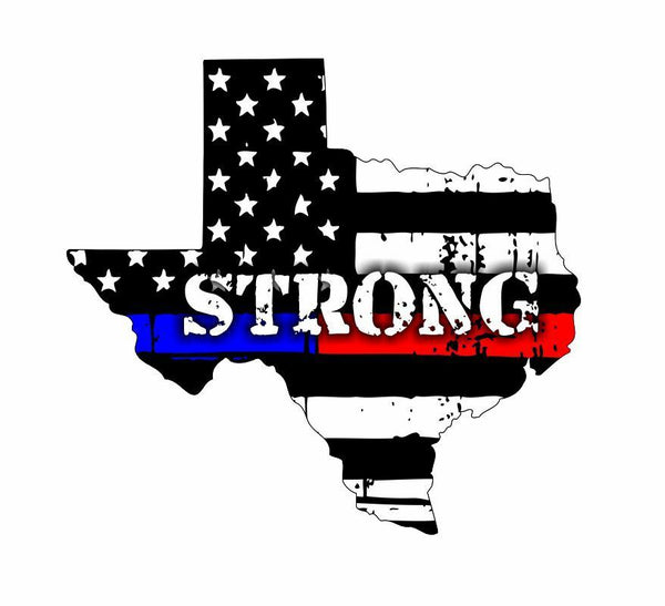 Thin Blue Line Texas Houston Strong Window Sticker Decal - Various Sizes