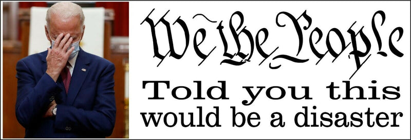 We the People Told you this would be a Disaster Anti Biden Bumper Sticker 8.7"x3