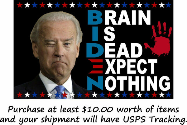 Biden Bumper Sticker "Brain Is Dead Expect Nothing" Bumper Sticker or Magnet