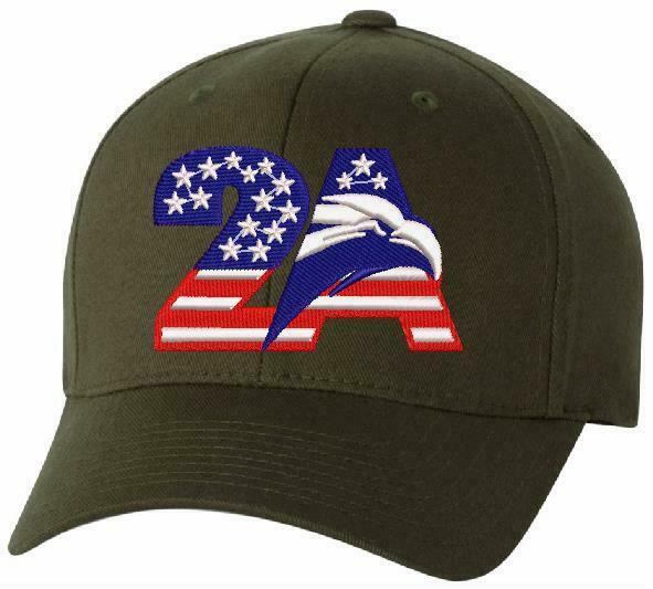 2nd Amendment 2A Eagle Embroidered Flex Fit Hat - Various Color/Size Choices
