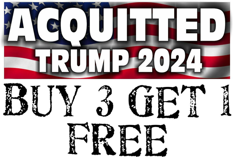 TRUMP ACQUITTTED USA STYLE Bumper Sticker - Acquitted 2020 TRUMP 2024 8.7"x3"