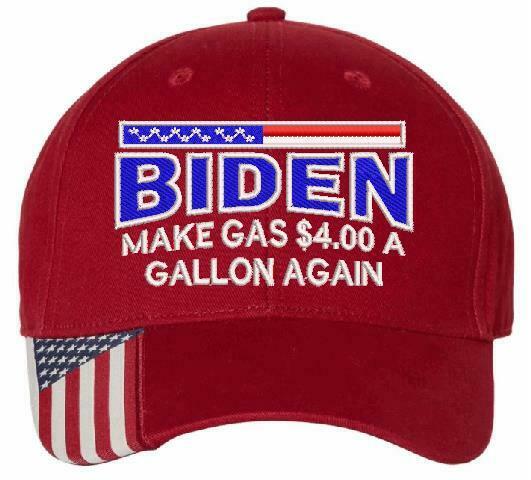 Biden Make Gas $4.00 a gallon again Embroidered USA300 Hat w/ Flag Brim