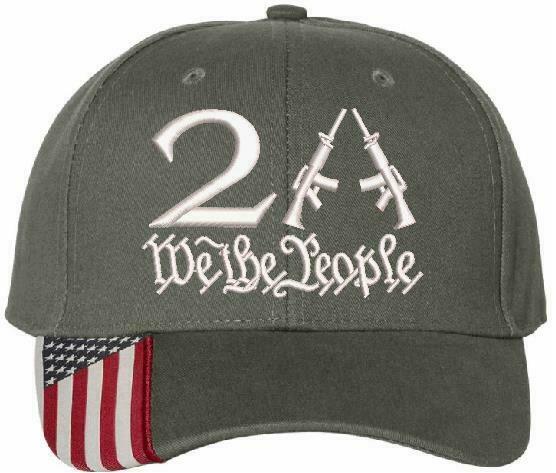 We the People 2nd Amendment 2A Embroidered Adjustable Hat w/ Flag Brim or Orange