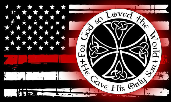 Thin Red Line Firefighter REFLECTIVE Decal - Joshua 3:16 God so loved the world