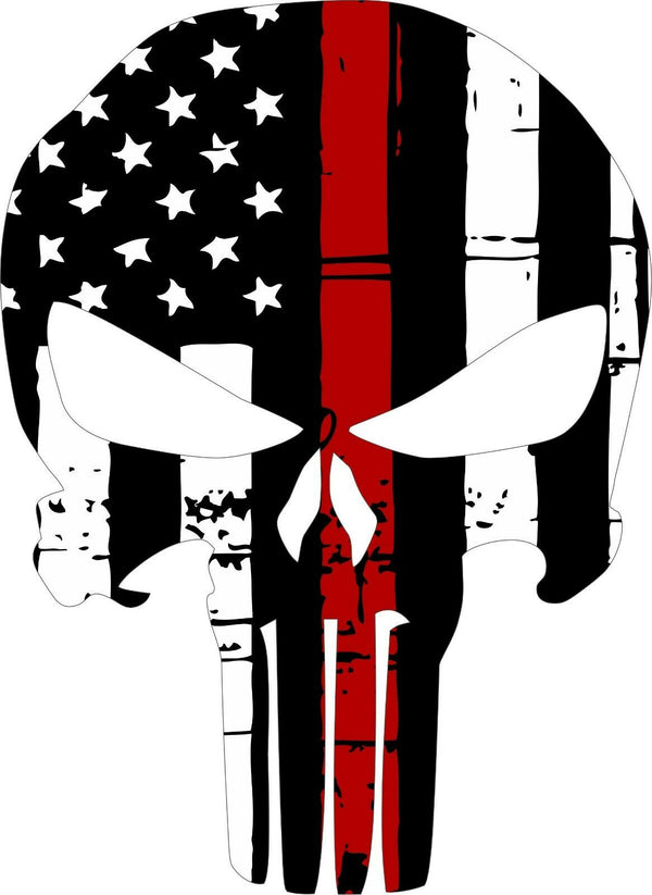 Punisher Skull American Flag CHERRY RED Line Decal - Various Sizes & materials