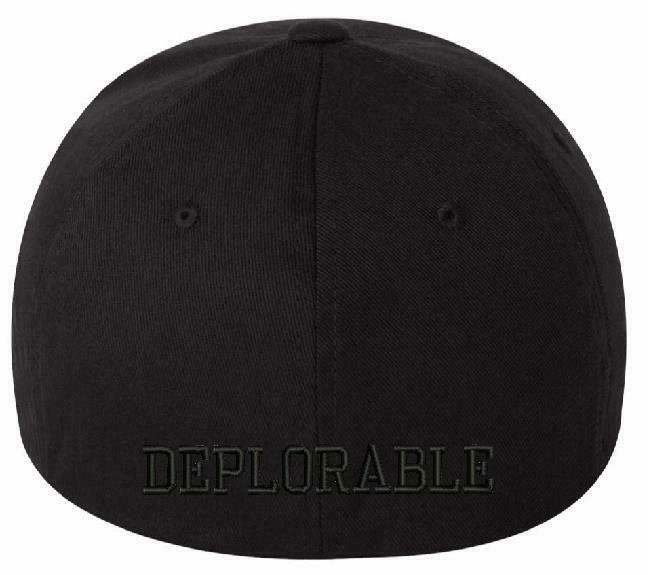 Make America Great Again Flex Fit Black Hat - BLACKOUT MAGA WITH DEPLORABLE BACK