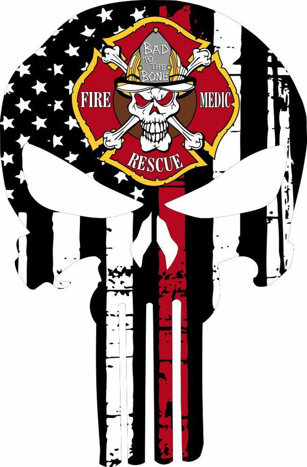 Thin Red Line Decal - Firefighter Punisher Fire Rescue Medic Various Sizes