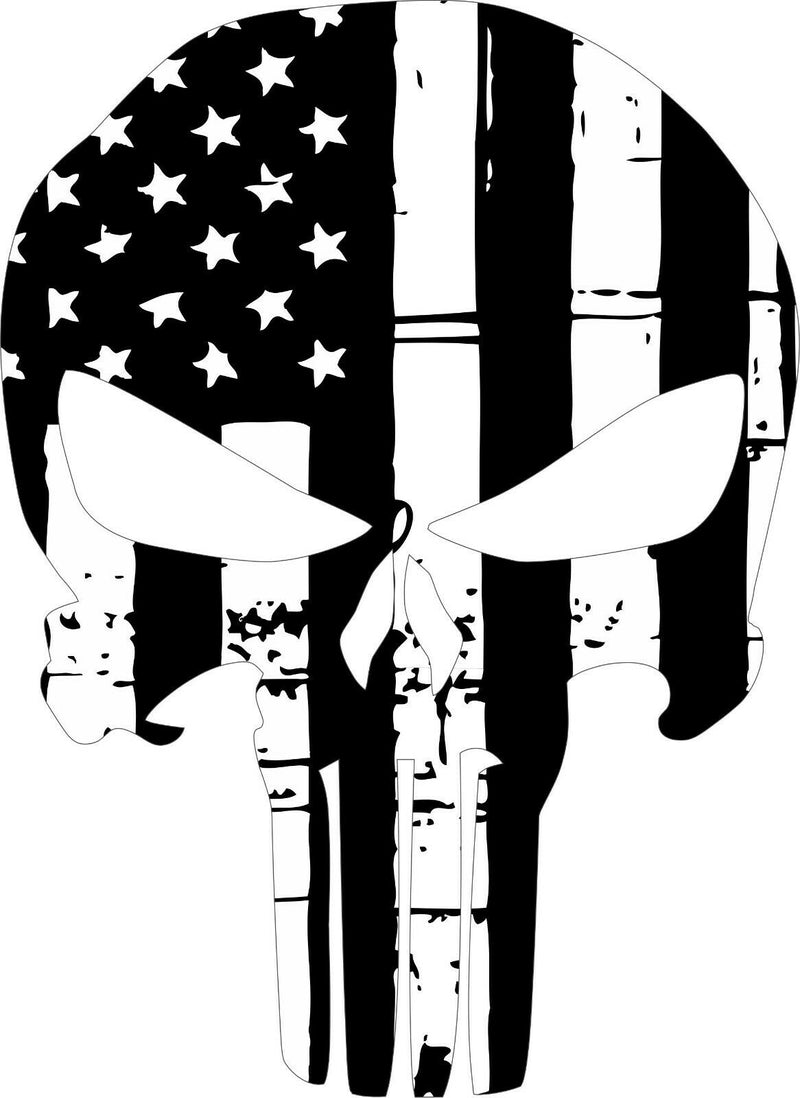 Punisher Black and White USA Flag Style Window decal - Various Sizes
