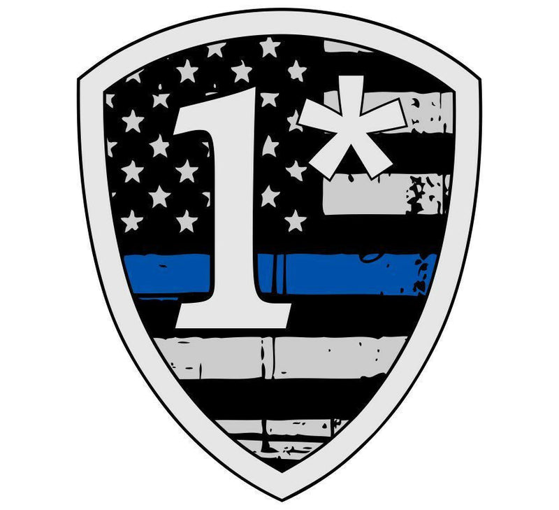 Thin Blue line Tattered 1 Asterisk - Various Sizes Free Shipping