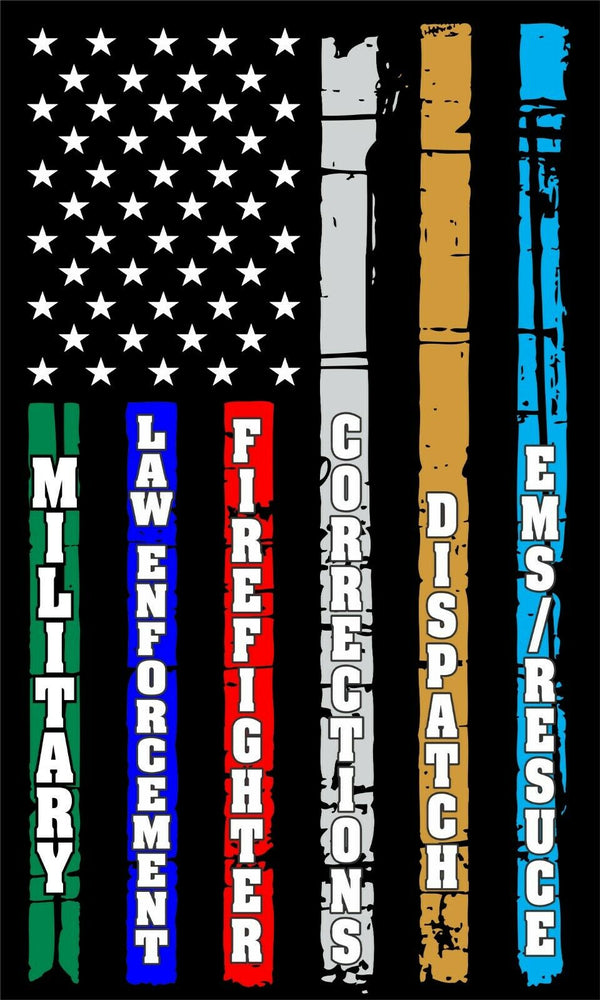 Thin Blue Line Red Line Military EMS Dispatch LEW Corrections Flag DECAL