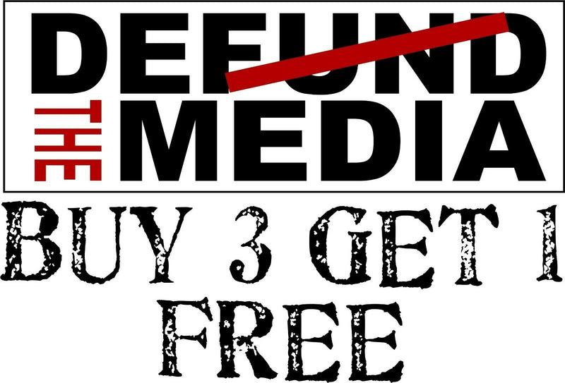 Defund the Media Bumper Sticker Fake News Decal 8.7" x 3" Buy 3 get one free