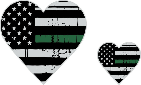 Tattered Army Wife / Army Girlfriend Thin Green Line Heart Flag Decal x2