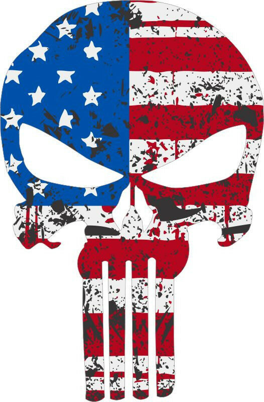 Punisher Skull Tattered USA Flag Style window decal - Numerous sizes free ship