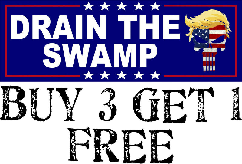 Donald Trump Drain the Swamp Punisher 8.8" x 3" Decal Bumper Sticker 2020