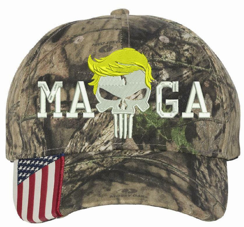 Trump Hat Punisher MAGA Embroidered Hat w/ DEPLORABLE on back / Flex Fit or Adj.