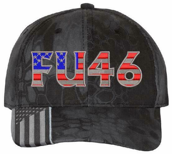 FU46 Anti Biden USA FORMAT Embroidered Adjustable USA300 Hat w/ Flag Brim