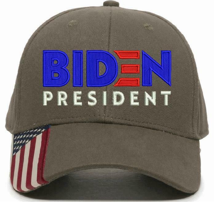 Biden for President 2020 Embroidered Hat - USA300 Hat with Flag Brim BIDEN 2020