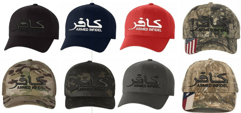 Armed Infidel Embroidered Flex fit or Adjustable Ball Cap - Various Options