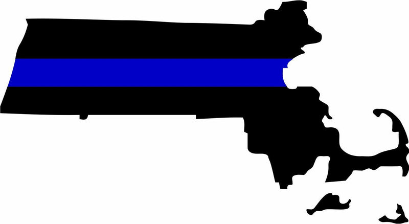 Thin Blue Line State of Massachusetts 6" x 4" Exterior REFLECTIVE window Decal