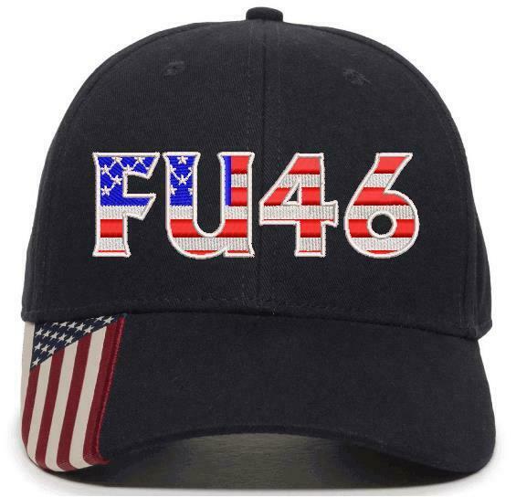 FU46 Anti Biden USA FORMAT Embroidered Adjustable USA300 Hat w/ Flag Brim