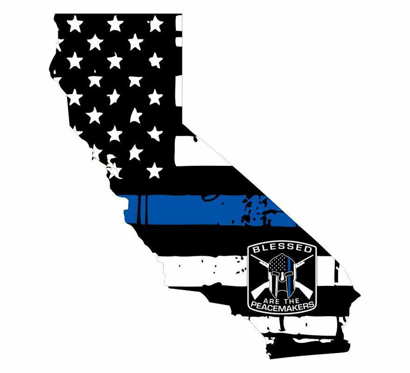 Thin Blue line decal - State of California Peacemakers Decal - Various Sizes