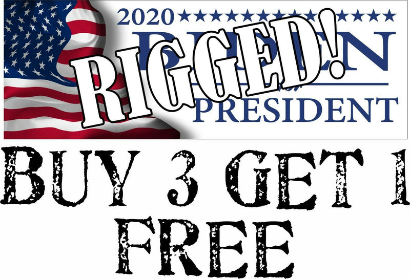 Rigged Election 2020 Bumper Sticker - 8.7"x3" Trump Biden Harris Pence Sticker