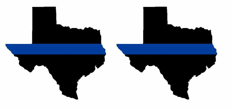 3" Thin Blue Line State of Texas (Set of 2) Exterior REFLECTIVE window Decal