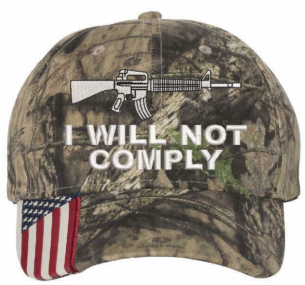 I WILL NOT COMPLY HAT with AK47 AR15 Gun Embroidered Adjustable Hat-Various Hats