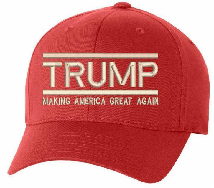 Trump Making America Great Again Flex Fit Red Hat Khaki Embroidery MAGA Trump