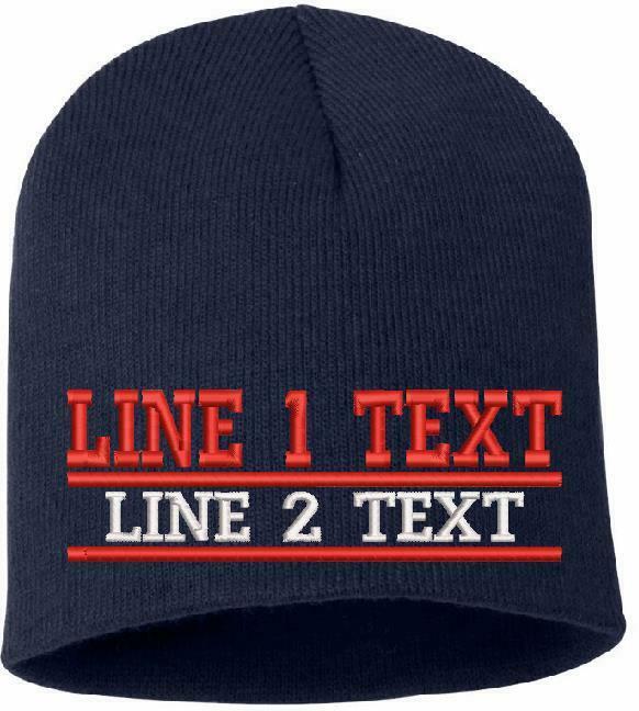 Custom Firefighter Winter Hat Embroidered DUAL RED LINE Knit Beanie or Cuff