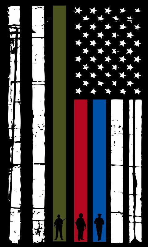 Thin Blue Line Vertical Flag decal American Flag Firefighter, Police, Military