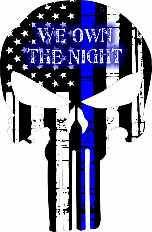 Thin Blue Line Punisher We Own the Night Exterior Window Decal - Various Sizes