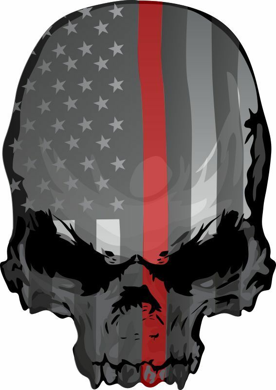 Thin Red Line Punisher Firefighter Decal - USA Theme - Various Sizes & materials