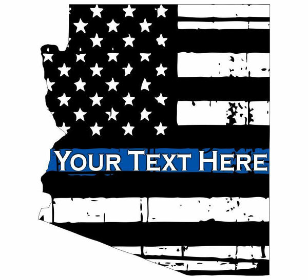 Blue Line Your Text Here Design State of Arizona Tattered Flag Various Sizes