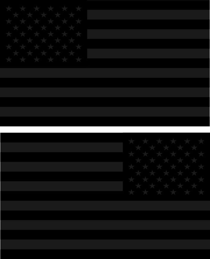 USA Flag Decal - Reflective Black Light Decal with regular or opposite facing