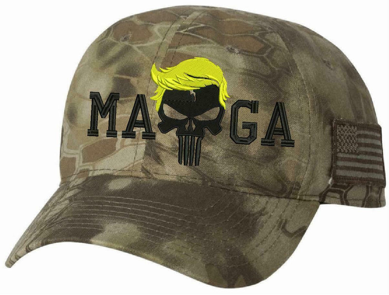 Donald Trump Hat Punisher MAGA w/ Trump 2020 on back Flex Fit or Adjustable Hat