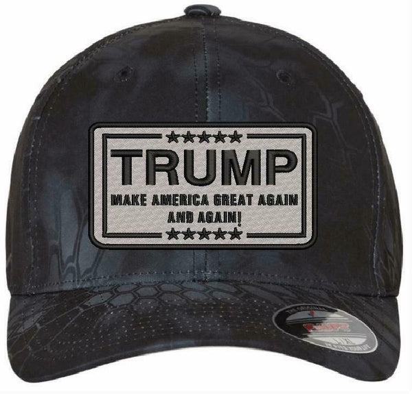 Donald Trump Hat Make America Great Square Embroidered Flex Fit Hat S/M or L/XL